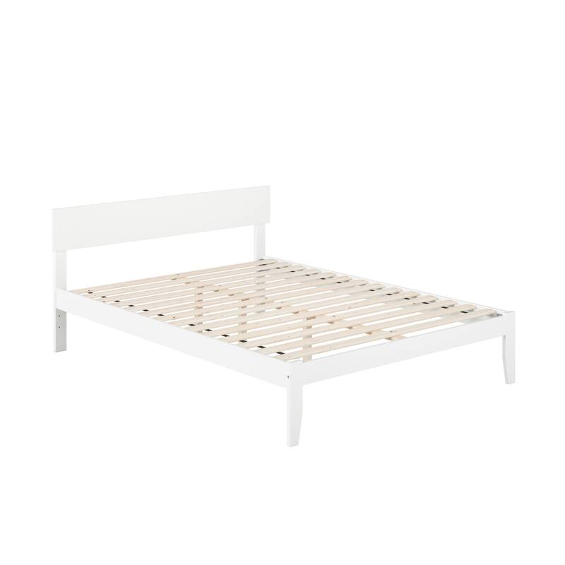 Mediterranean Style Bed - Modern Panel Design, Solid Wood & Veneers, Slat Kit Included, White Finish