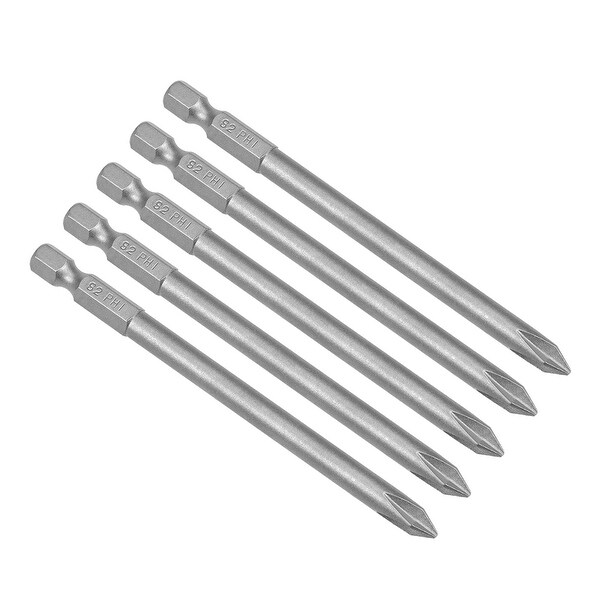 5Pcs 1/4-Inch Hex Shank 100mm Length Phillips 6PH1 Magnetic S2 Screwdriver Bits - 5pcs H1/4*100*6PH1