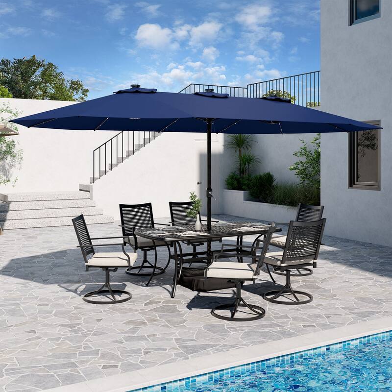 Clihome Outdoor Table Cast Aluminum Dining Rectangular Table