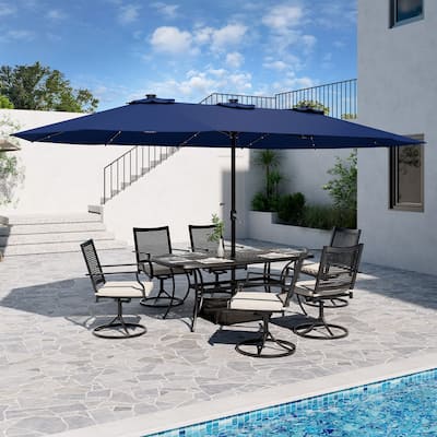 Clihome Outdoor Table Cast Aluminum Dining Rectangular Table