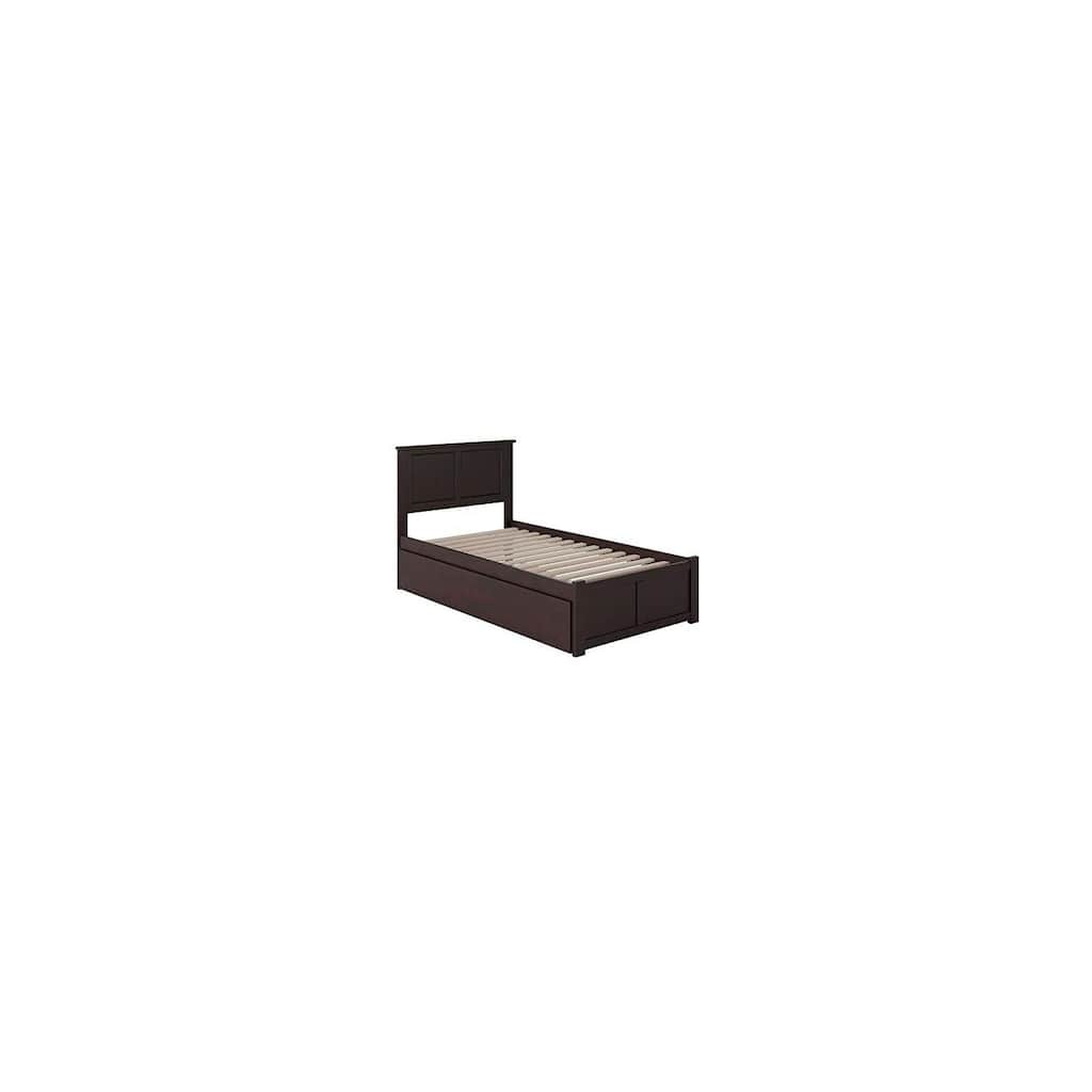 Twin XL Platform Bed with Trundle & Footboard - Espresso Finish
