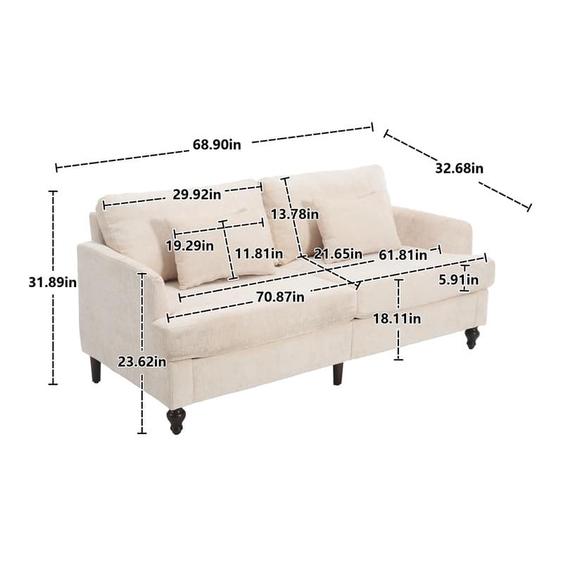 Modern chenille Fabric Loveseat, 2-Seat Upholstered Loveseat Sofa Modern Couch
