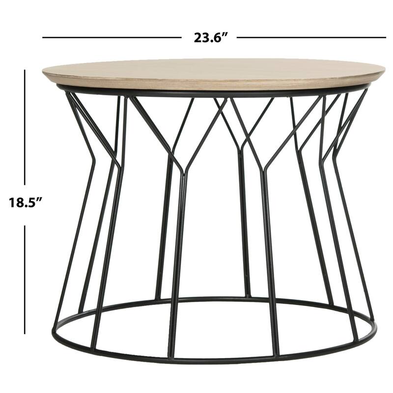 SAFAVIEH Honorat Mid-Century Modern Light Grey / Black End Table - 23.6" x 23.6" x 18.5" - 24Wx24Dx19H