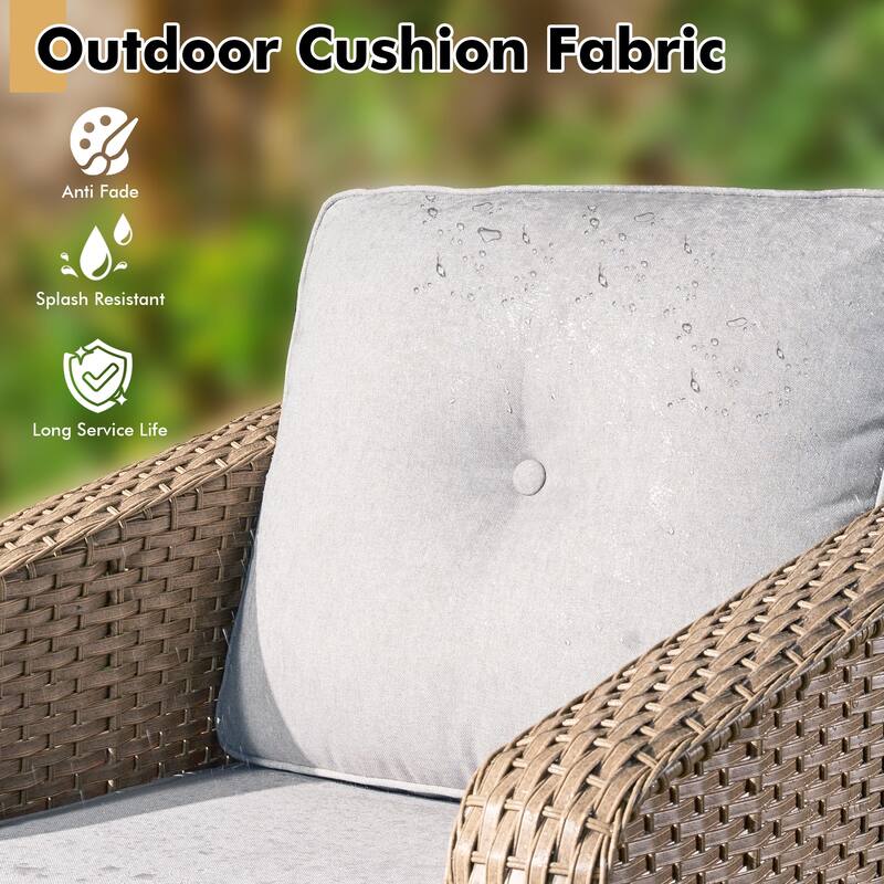 XIZZI 3-Piece Outdoor Chairs Wicker Swivel Rocker with Cushions