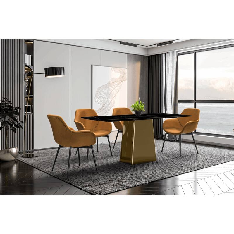 Quinix Rectangular Dining Table with Sintered Stone/Glass Top