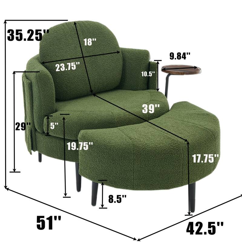 Single Sofa Chair With Footstool