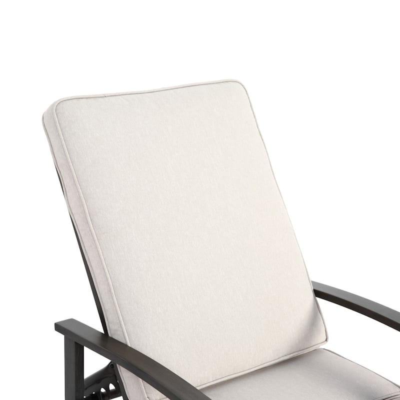 3-Piece Outdoor Cast Aluminum Chaise Lounge Chair Set with Side Table