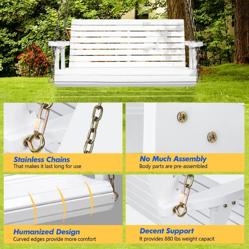 2 Person Patio Wooden Porch Swing