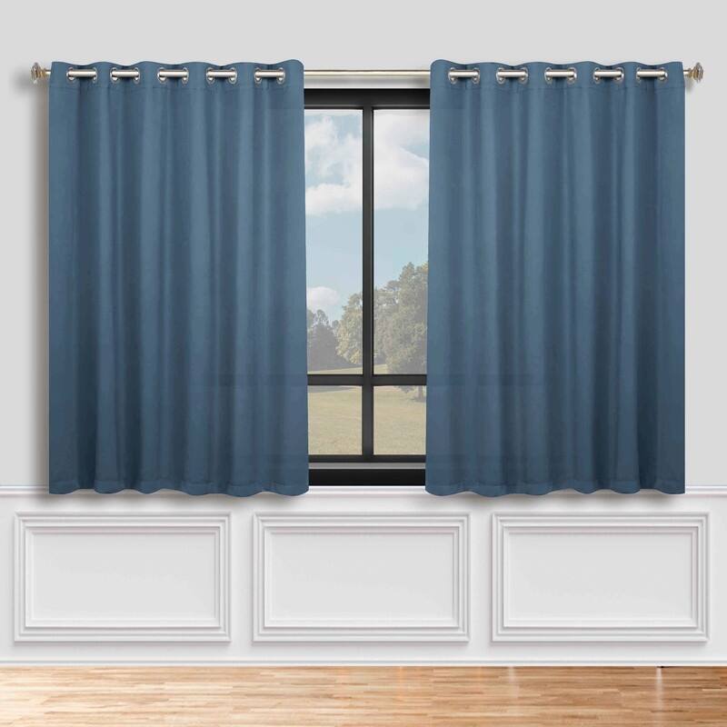Superior Solid Machine Washable Room Darkening Grommet Blackout Curtains, Set of 2