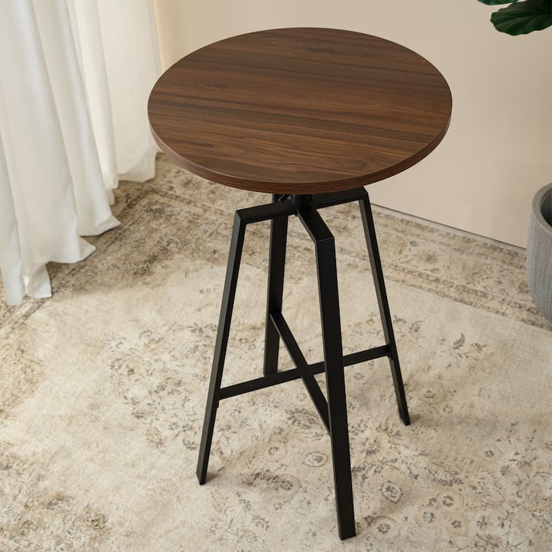 Glitzhome Industrial Modern Adjustable Bar Table Rustic Steel 3-Piece Pub Sets
