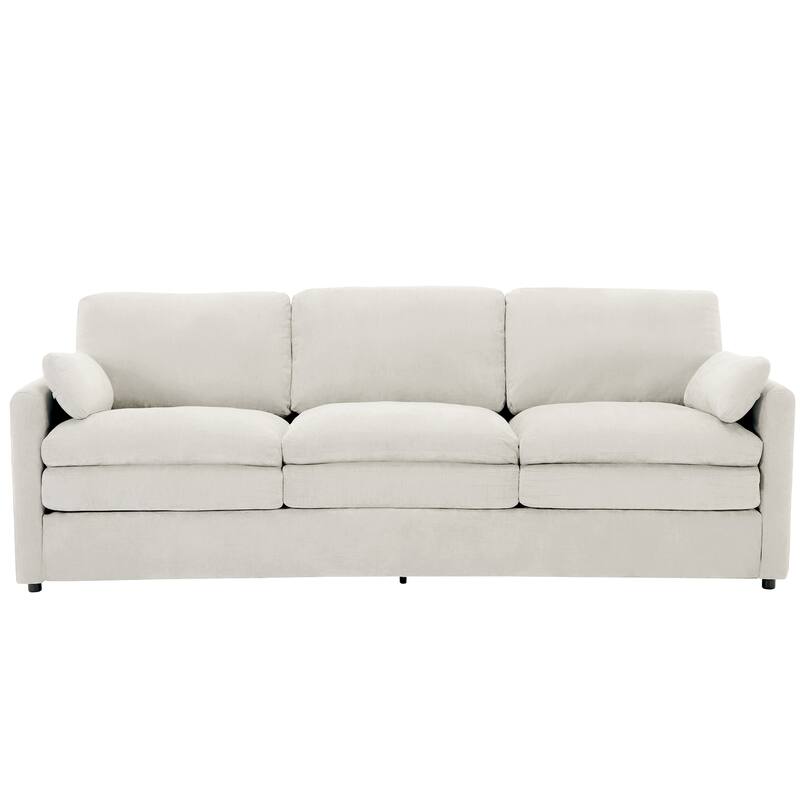 Chenille Upholstered 3 Seater Sofa, Cloud Couch with Removable Lumbar Pillow, Oversized Sofa with Double Cushion