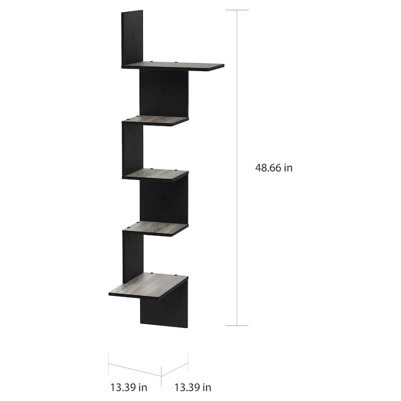 Porch & Den Munjoy Modern 5-tier Wall Floating Corner Shelf
