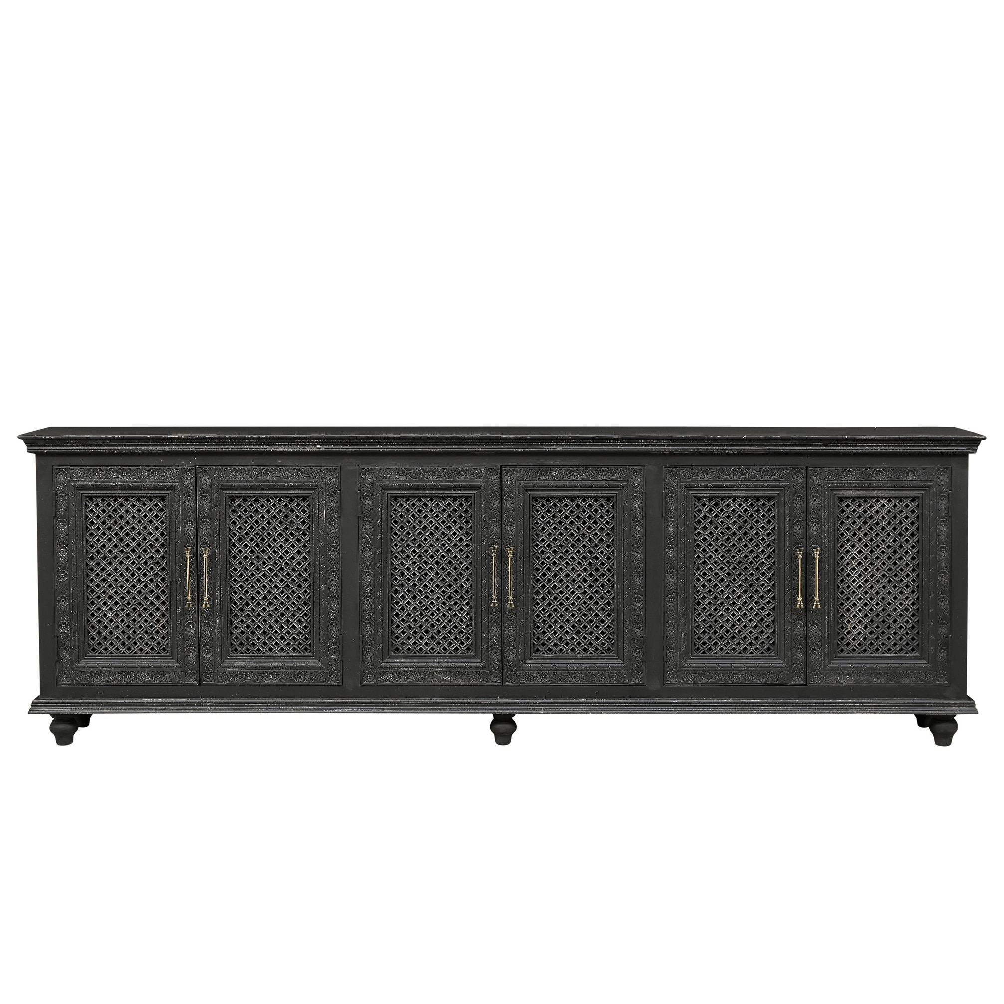 Clara Floral Carved Solid Wood Sideboard with Six Doors
