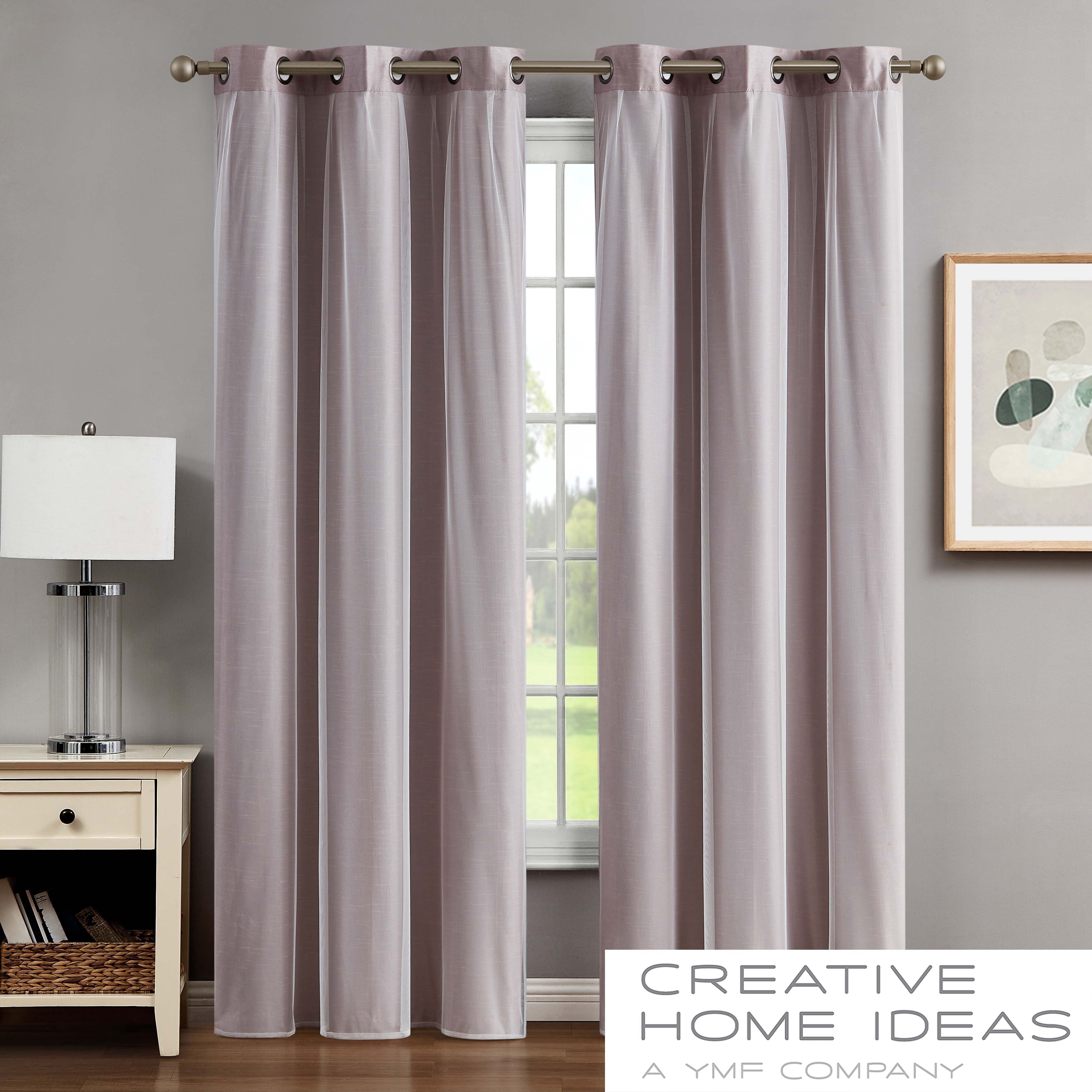 Creative Home Ideas Augusta Faux Silk Blackout with Sheer Overlay Grommet  Window Curtain Panel Pair with Tiebacks Overstock 35823672