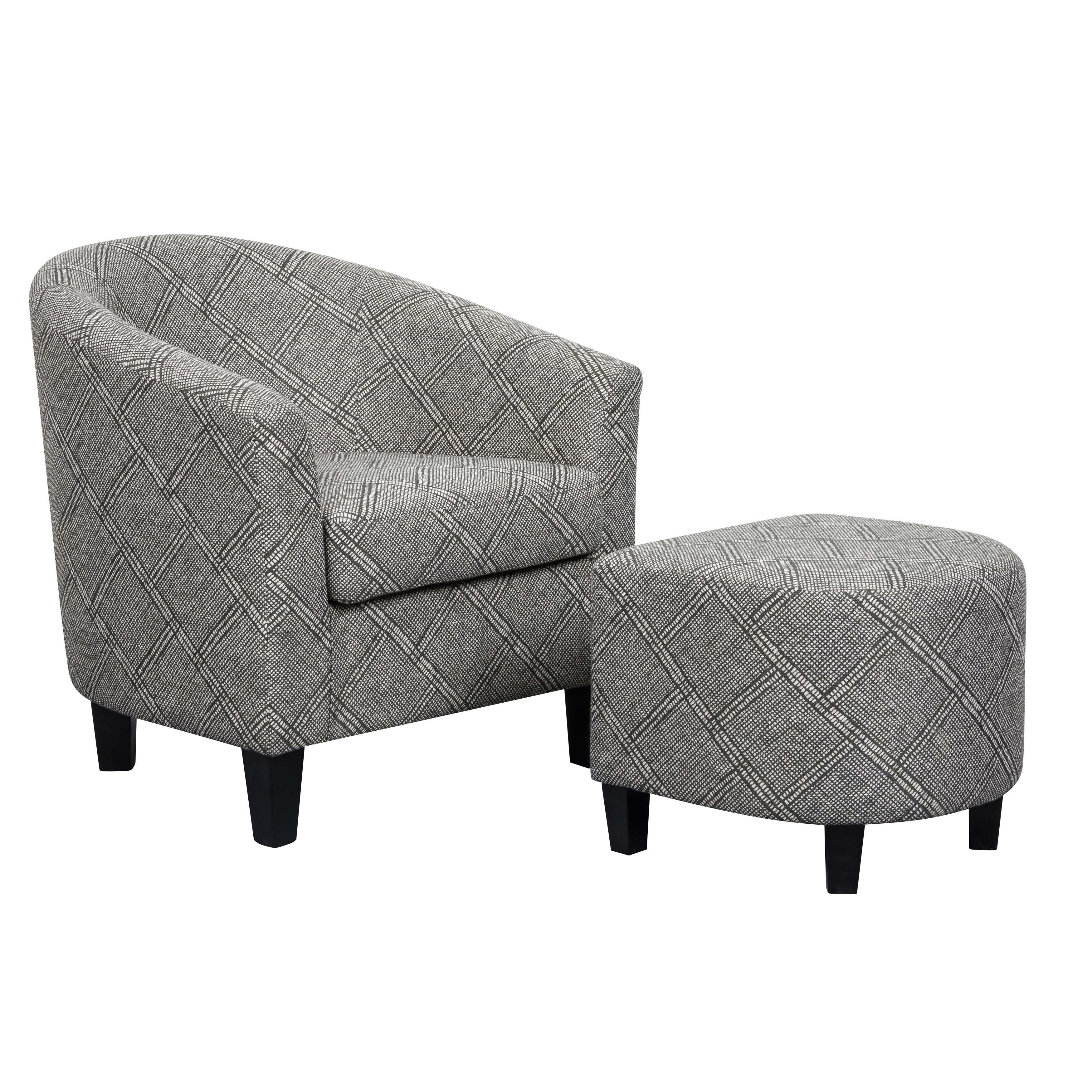 Shop Black Grey And White Fabric Accent Chair With Ottoman On