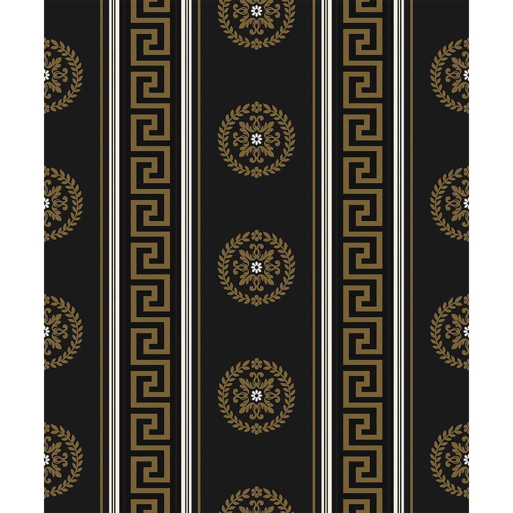 Seabrook Designs Classico Medallion Stripes Non-Woven Unpasted Wallpaper