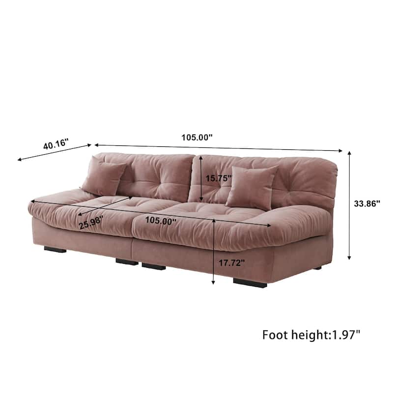 105'' Modern Sanded Velvet Cloud Loveseat Sofa Sectional Couch for Living Room