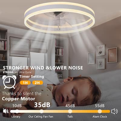 Low Profile Ceiling Fan with Lights Dimmable LED, 6 Speeds Fan Light