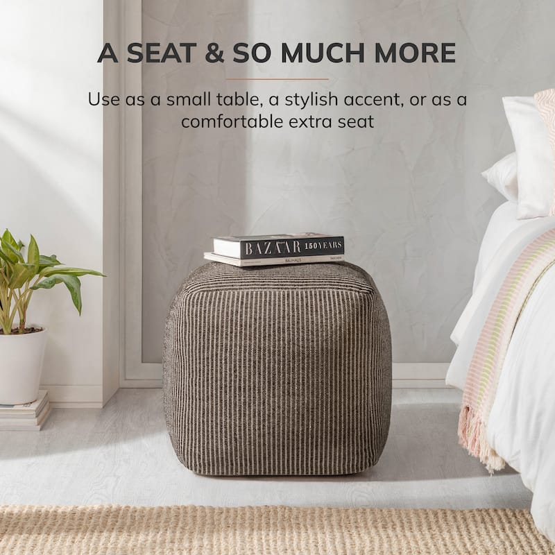 Jani 20-inch Ottoman Pouf - Handcrafted Handmade Ottoman for Seating, Footrest, Home Decor for Living Room, Bedroom