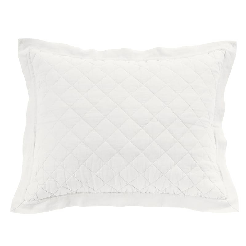 HiEnd Accents Diamond Pattern Linen Cotton Diamond Quilted Pillow Sham, 1PC - King - Vintage White