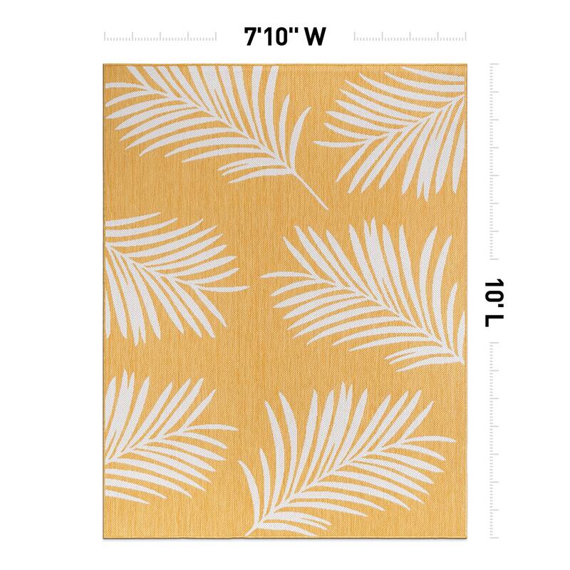 World Rug Gallery Contemporary Palm Leaves Textured Flat Weave Indoor/Outdoor Area Rug