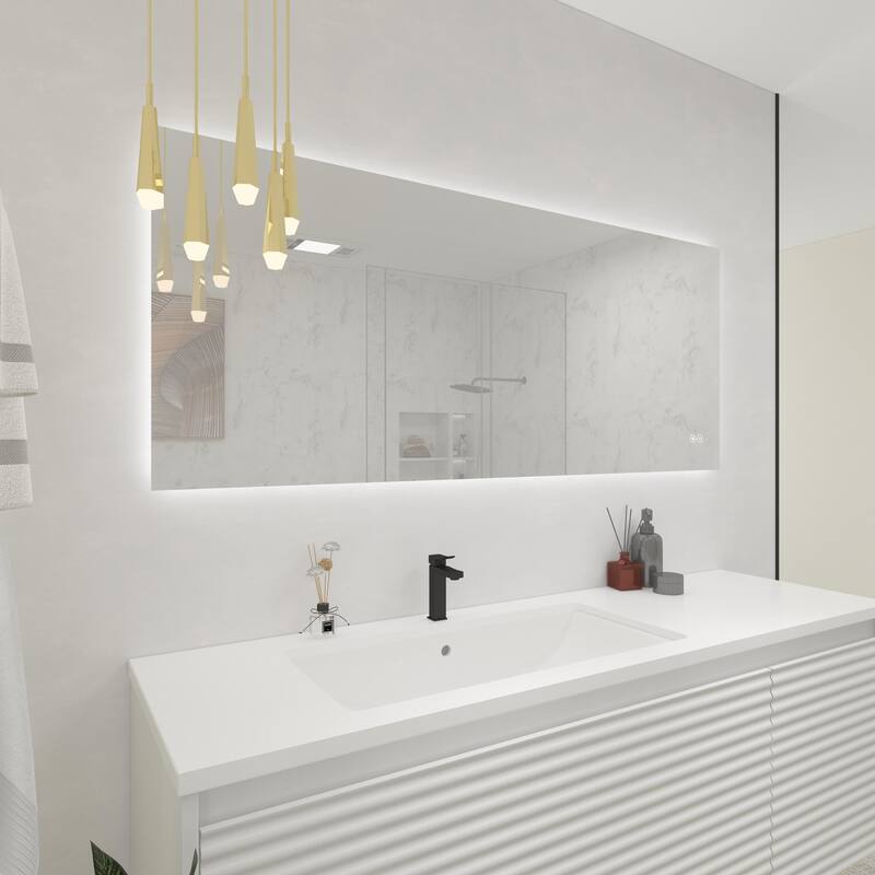 CB HOME LED Bathroom Mirror, Lighted Wall Mounted Vanity Mirror, Anti-fog, Backlit, Dimmable, Frameless, Horizontally/Vertically
