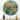 Designart "Gold And Green Power Of Abstraction" Modern Geometric Metal Round Wall Art
