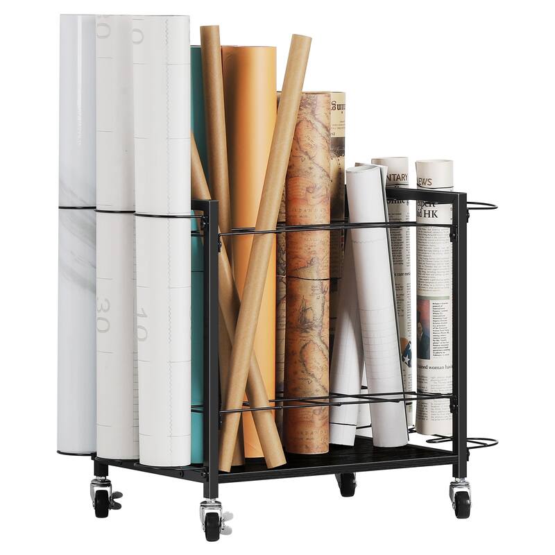 Storage Rack Cart,12 Slots Blueprint Holder with Wheels to Storage Poster