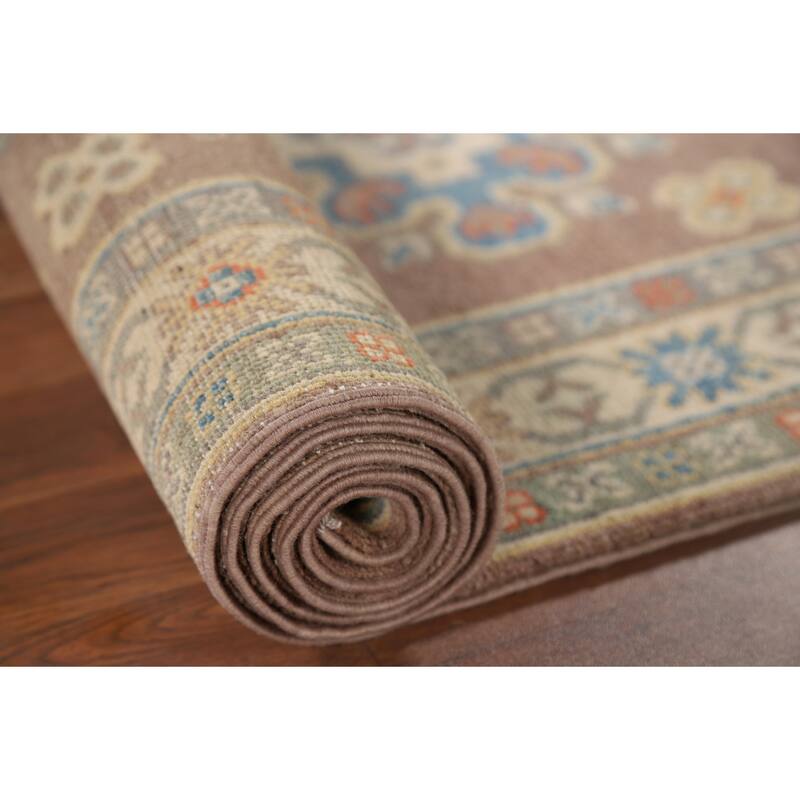 Geometric Kazak Oriental Runner Rug Handmade Wool Carpet - 2'9" x 9'10"