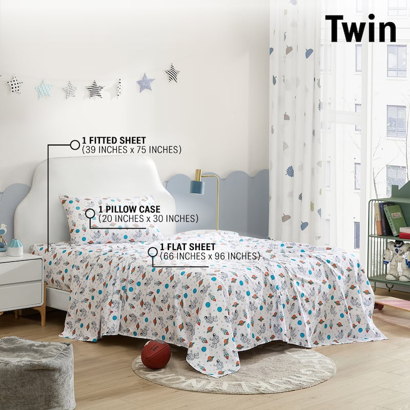 HLC.ME Printed Kids Bed Sheets - Patterned Bed Sheet Set - Wrinkle Resistant & Ultra Soft - For Mattresses up to 15 Inches Deep