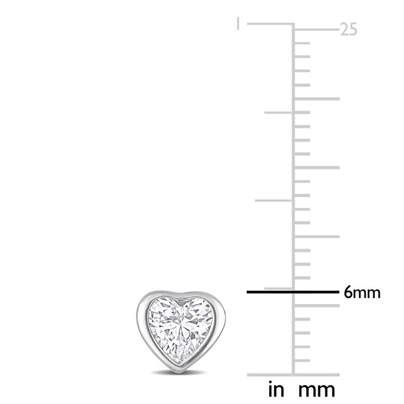 Miadora 1 5/8 CT TGW Cubic Zirconia Heart Stud Earrings in Sterling Silver - 6.5 mm x 3.8 mm