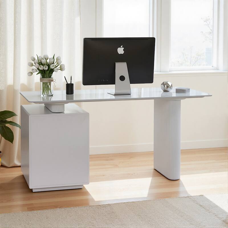 Rectangular Writing Desk Computer Desk, Home Office Desk, Faux Marble Top