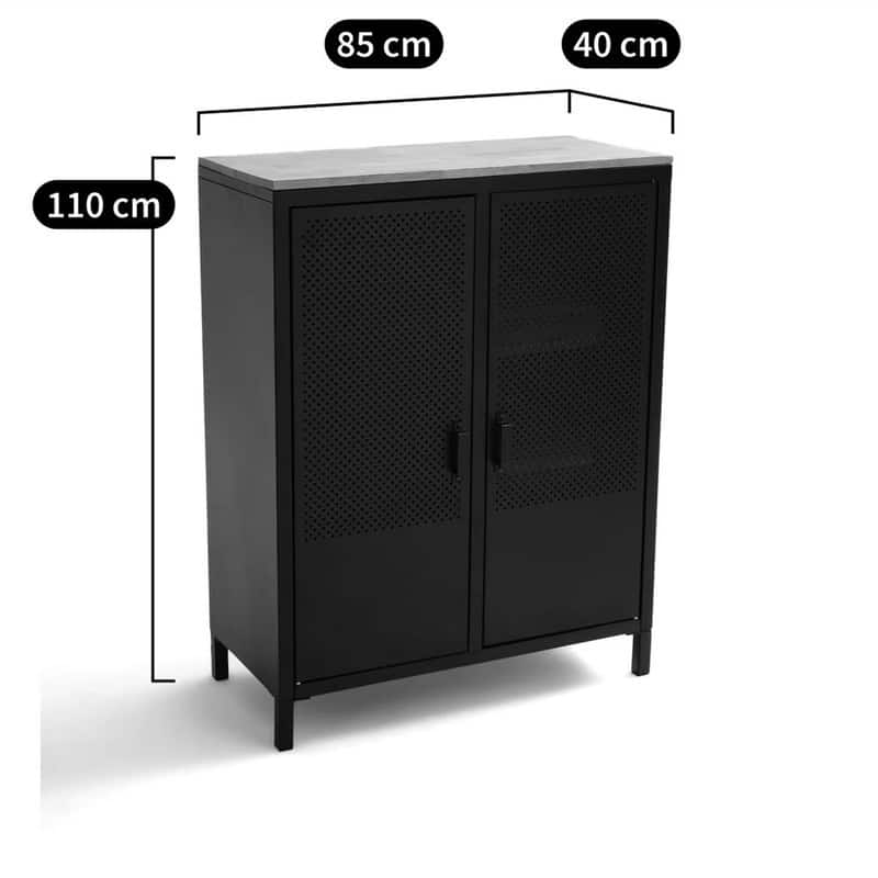 Agama 2-Door Low Metal & Oak Cabinet - 43.4"H *33.5"W *15.8"D