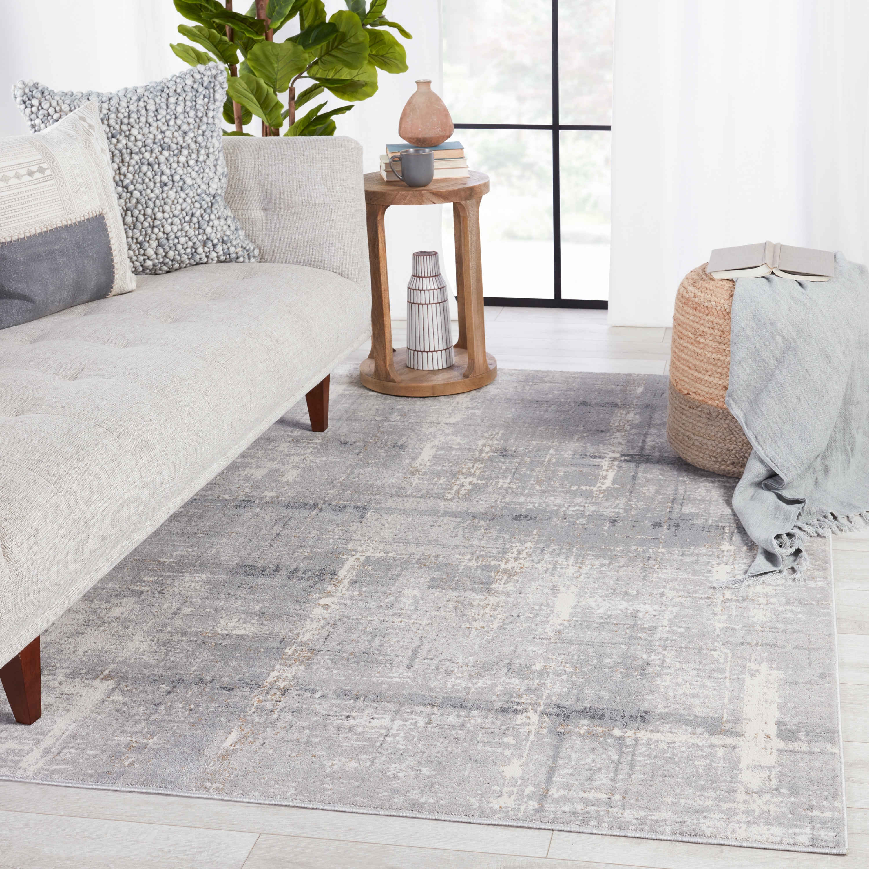 Lavato Abstract Light Gray/ Cream Area Rug