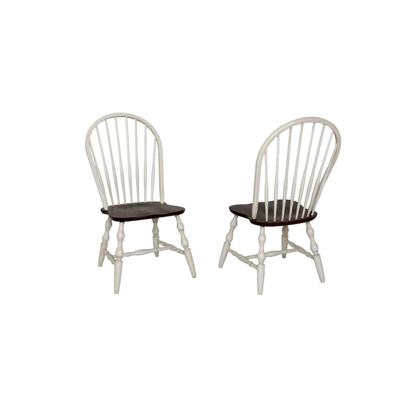 Sunset Trading Windsor Spindleback Dining ChairWhite Chestnut Seat 2