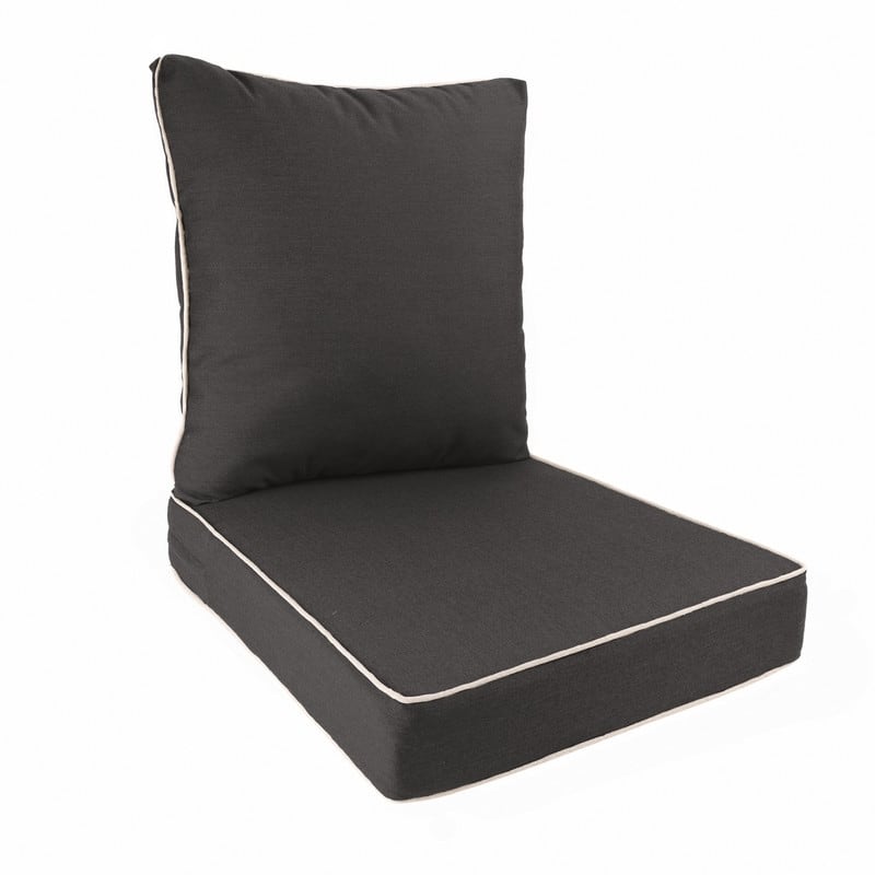 Sunbrella Contrast Corded Deep Seat Cushion by Austin Horn Classics - Black
