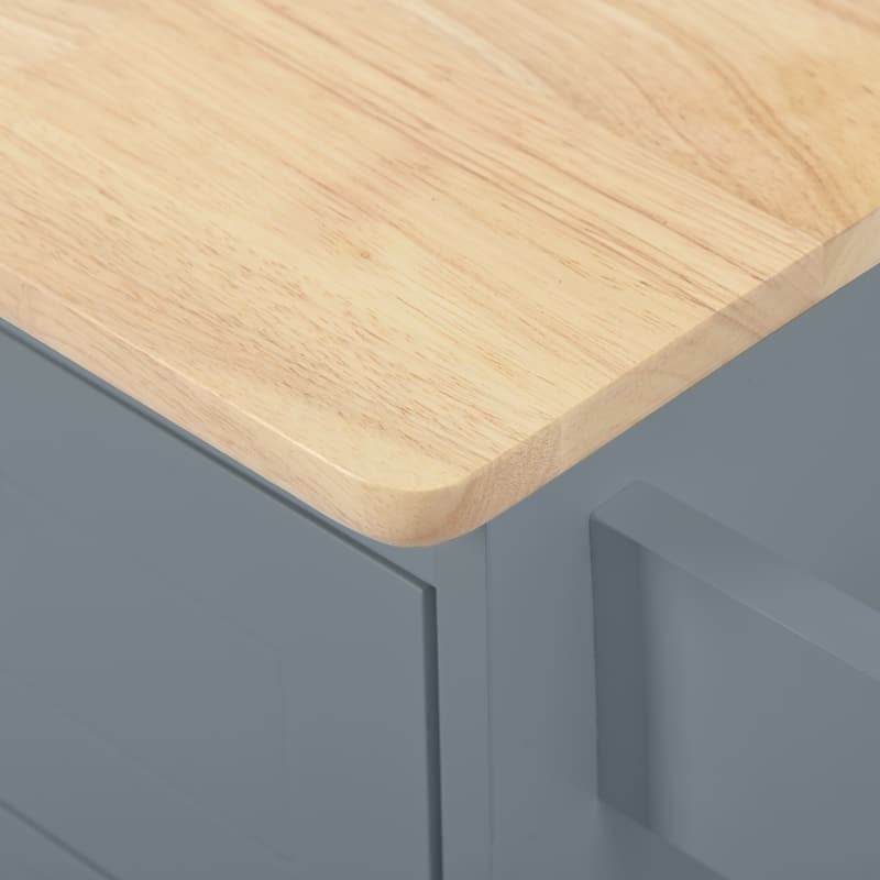 Kitchen Island with Wine Rack, 5 Wheels and Adjustable Storage