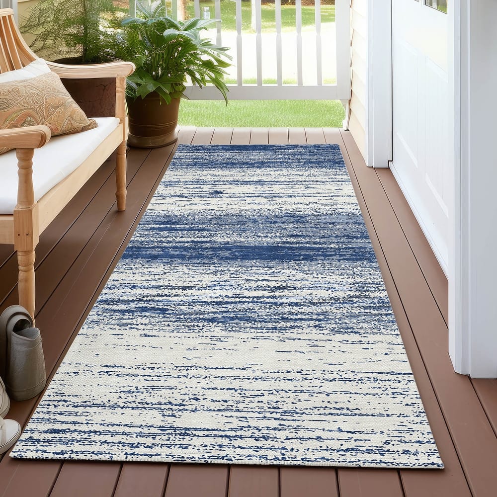 Machine Washable Indoor/ Outdoor Chantille Ombre Stripes Rug