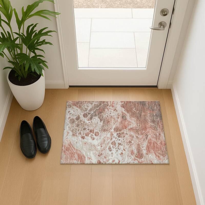 Premium Washable Super Soft Contemporary Mayfield Rug - Paprika - 1'8" x 2'6"