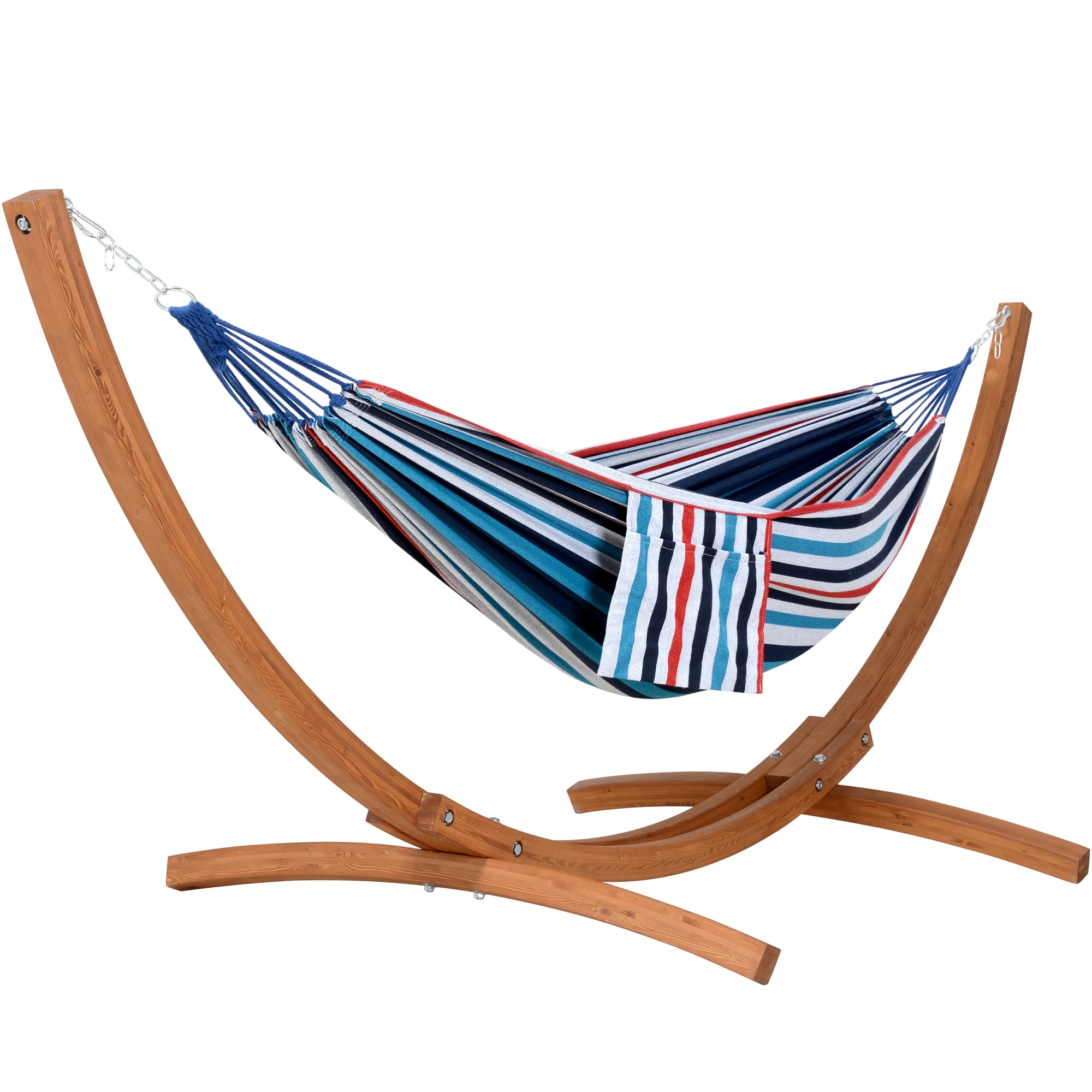 Outdoor Hammock with 10 ft Wooden Stand - 125.2*47.2*42.5 in