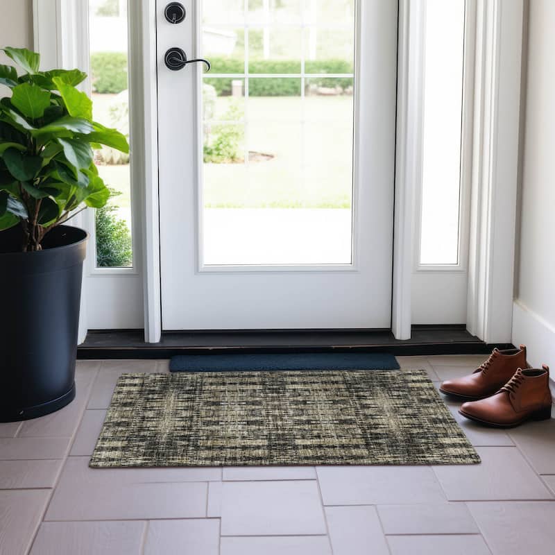 Machine Washable Indoor/ Outdoor Chantille Moroccan Boho Rug - Black - 1'8" x 2'6"