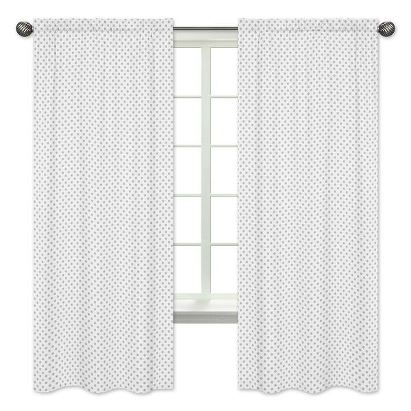slide 2 of 5, Sweet Jojo Designs Grey and White Polka Dot Watercolor Floral Collection 84-inch Window Treatment Curtain Panel Pair