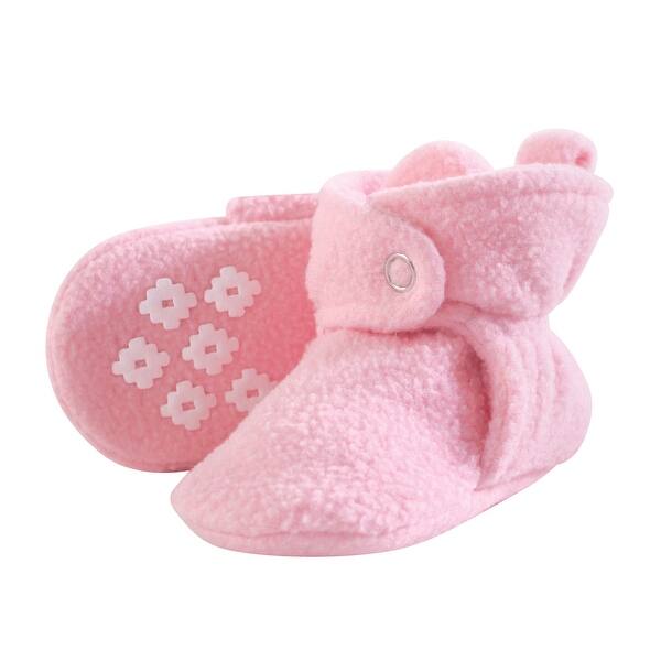 slide 1 of 1, Little Treasure Baby Girl Cozy Fleece Booties, Light Pink 12-18 Months - Light Pink