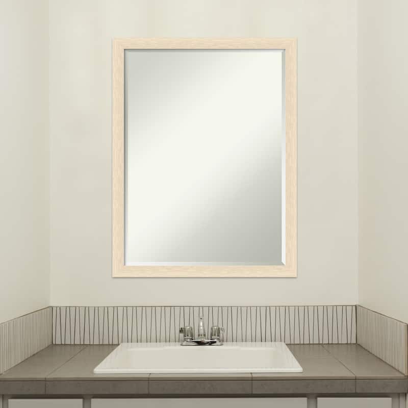 Woodgrain Stripe Half-Inch-Bevel Wood Framed Bathroom Vanity Wall Mirror - Glass Size 18x24