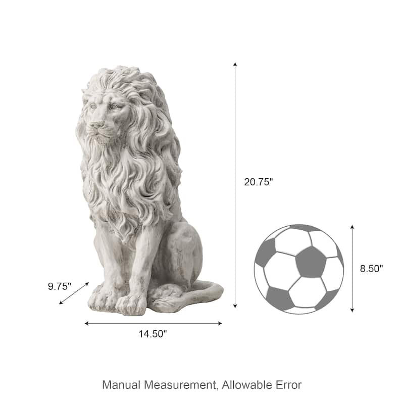 Glitzhome MGO Vintage Sitting & Lying Lion Guardian Garden Statue Porch Sculpture Indoor Outdoor