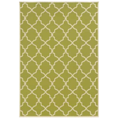 Poitiers Green Ivory Geometric Outdoor Casual Area Rug