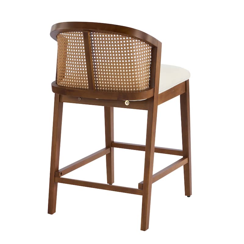 Christopher Knight Home - Tatti Scandinavian-Inspired Wooden Counter Stool Set with Rattan Accent Backrest