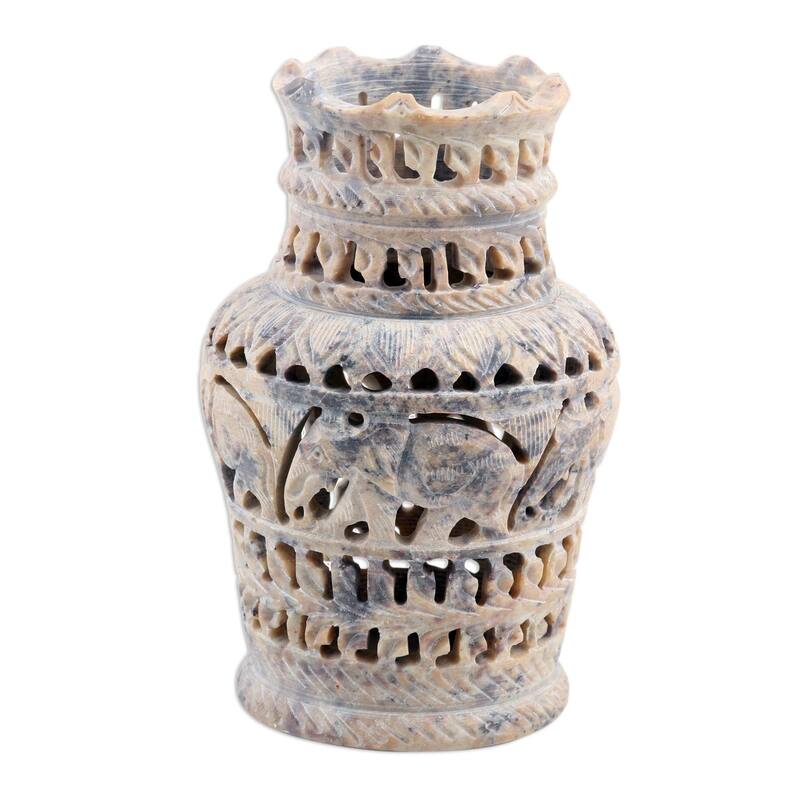 Novica Handmade Royal Symphony Decorative Soapstone Vase