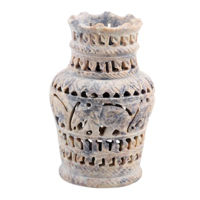 Novica Handmade Royal Symphony Decorative Soapstone Vase