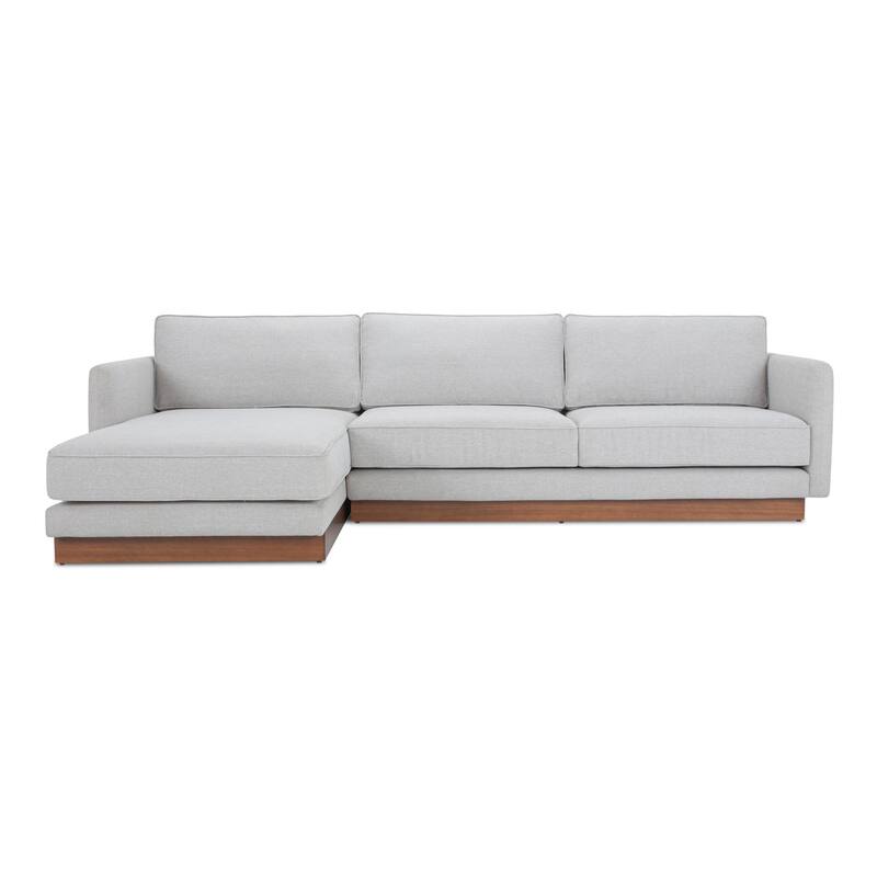NADAAL STUDIOS Indigo, Sectional With Walnut Base - 112"W x63"D x30.7"H - Grey - Left Facing